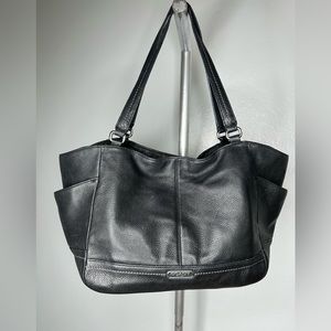 Coach Black Pebble Leather Shoulder Bag Purse Handbag